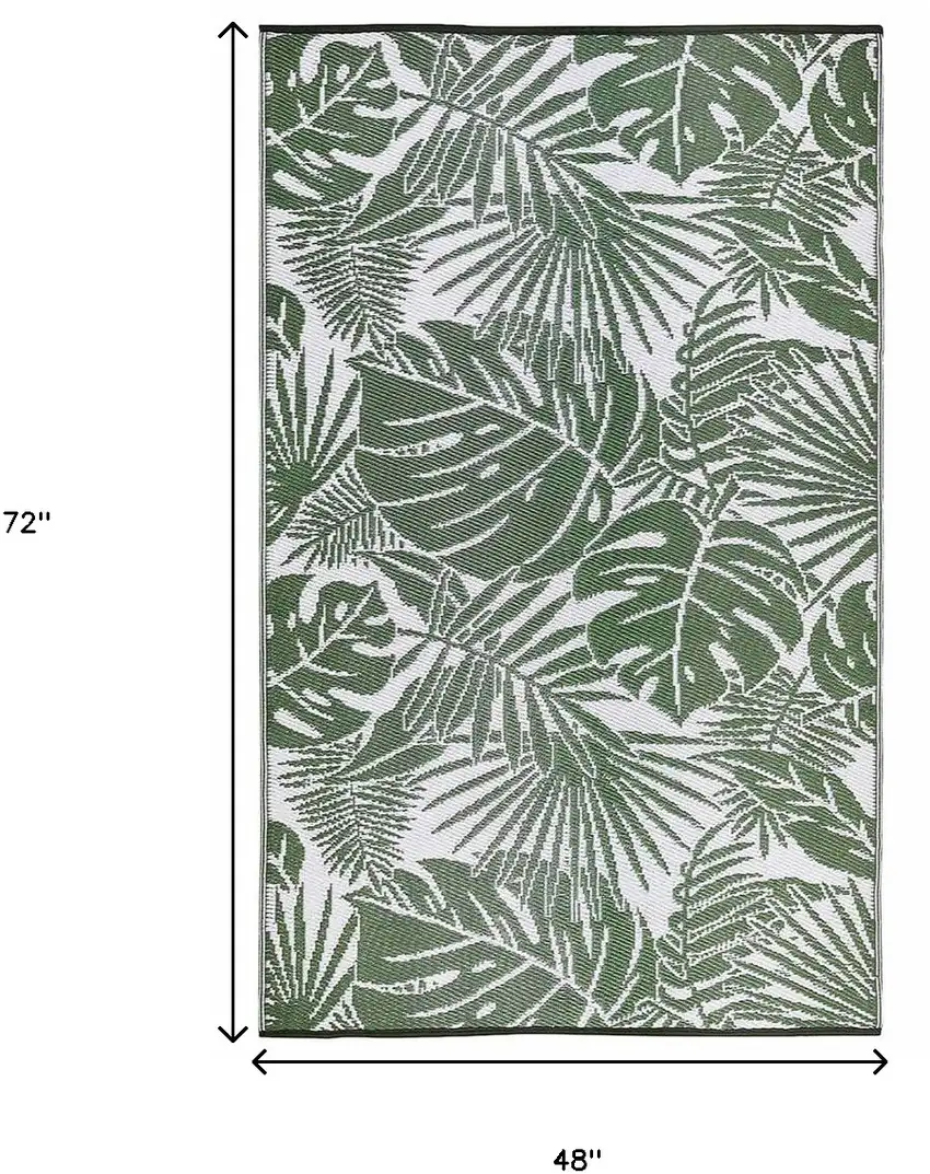 Green Floral Machine Braided Distressed Area Rug With UV Protection Photo 3