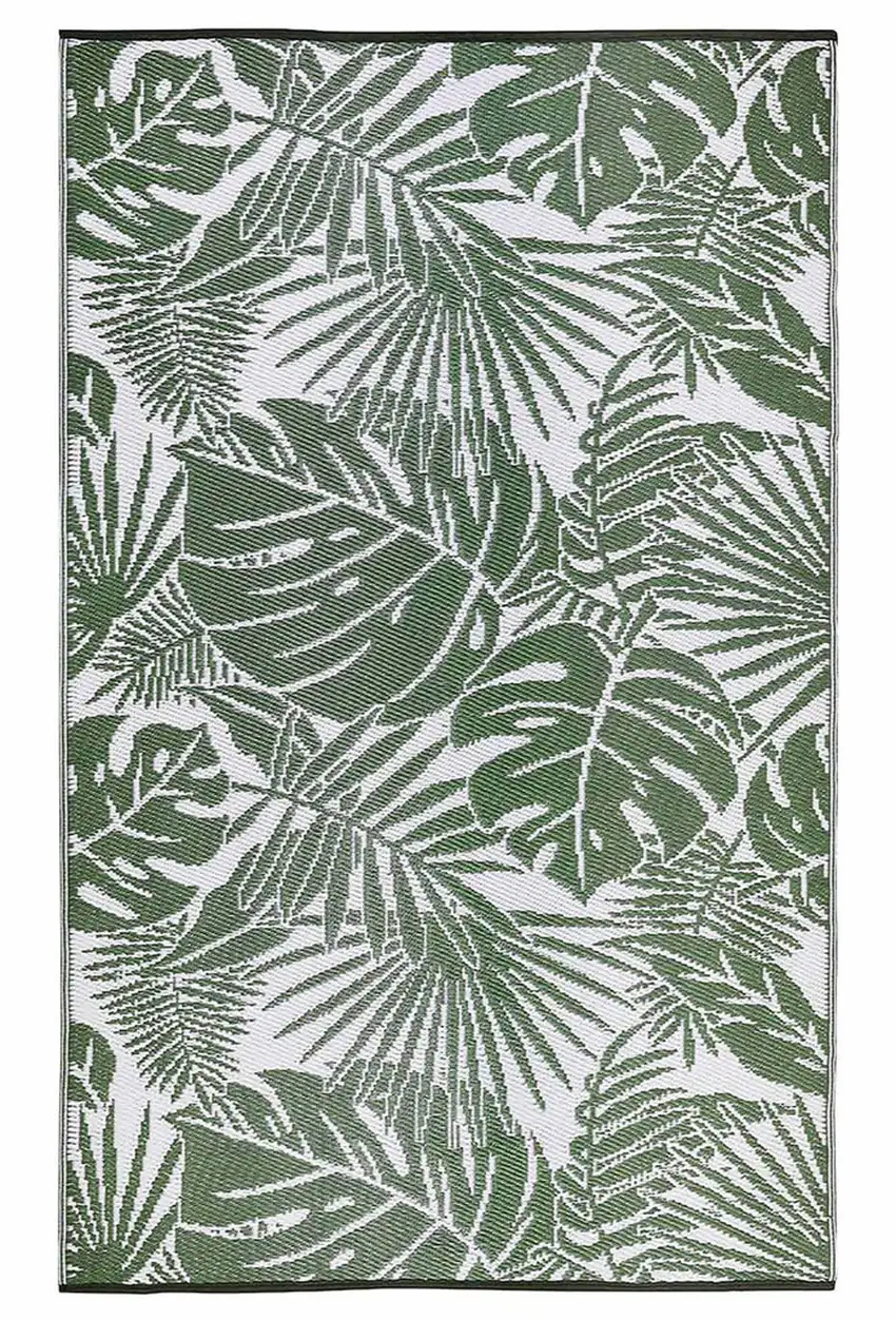Green Floral Machine Braided Distressed Area Rug With UV Protection Photo 2