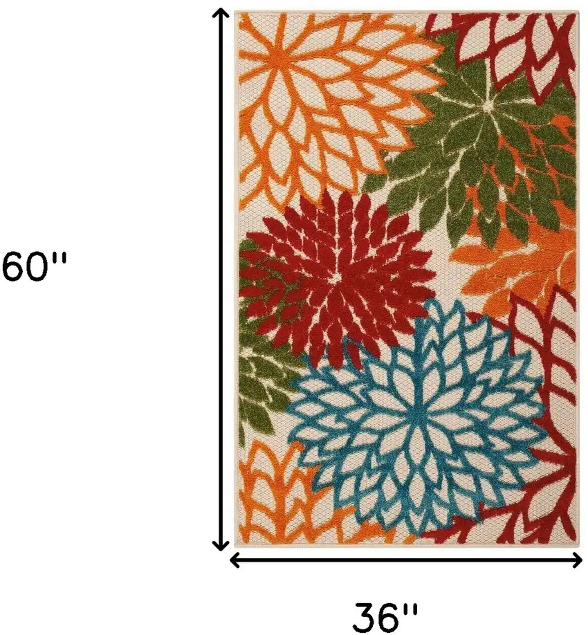 Green Floral Non Skid Indoor Outdoor Area Rug Photo 5