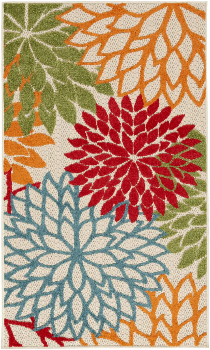 Green Floral Non Skid Indoor Outdoor Area Rug Photo 2
