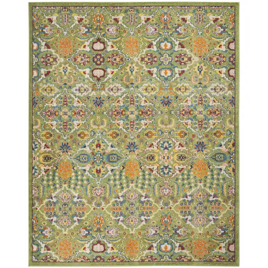 Green Floral Power Loom Area Rug Photo 9