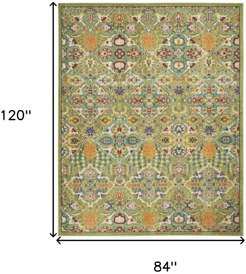 Green Floral Power Loom Area Rug Photo 8