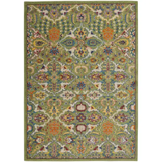 Green Floral Power Loom Area Rug Photo 2