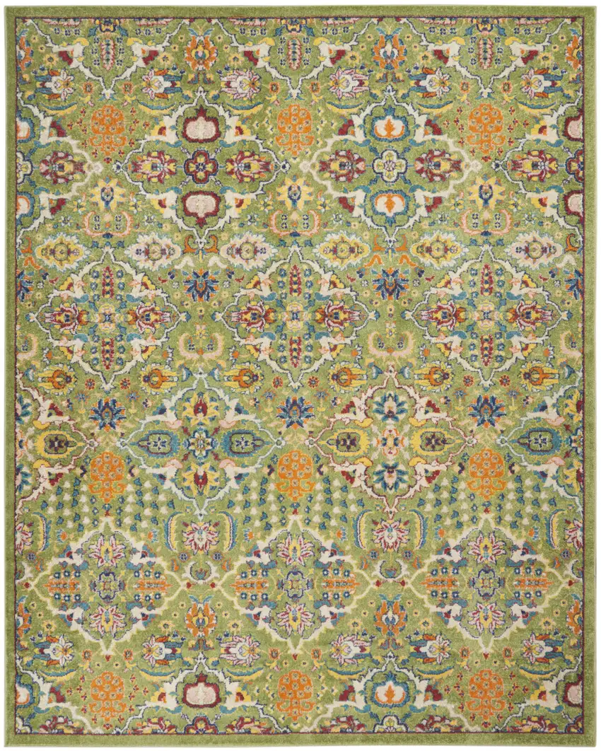 Green Floral Power Loom Area Rug Photo 2