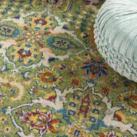 Photo of Green Floral Power Loom Area Rug