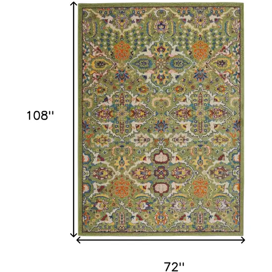 Green Floral Power Loom Area Rug Photo 3