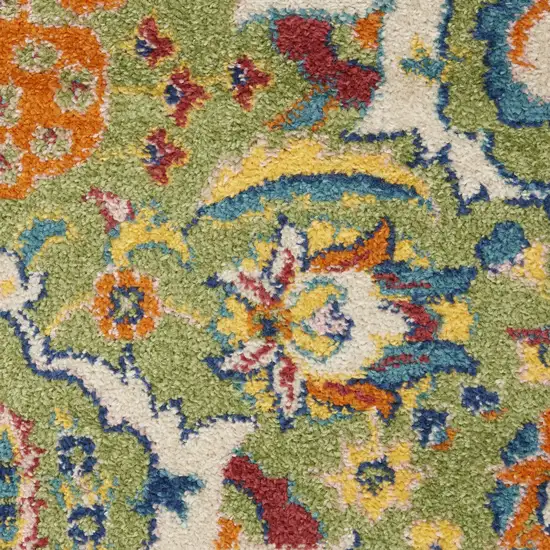 Green Floral Power Loom Area Rug Photo 3