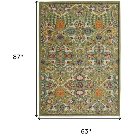 Green Floral Power Loom Area Rug Photo 3