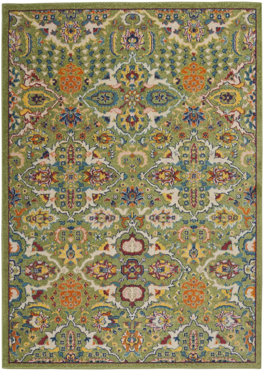 Green Floral Power Loom Area Rug Photo 2
