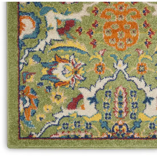 Green Floral Power Loom Area Rug Photo 8