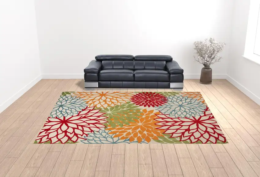 Green Floral Power Loom Area Rug Photo 2