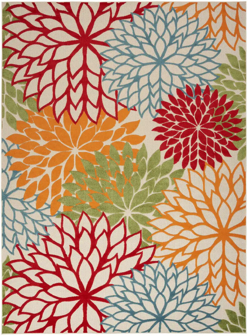 Green Floral Power Loom Area Rug Photo 1