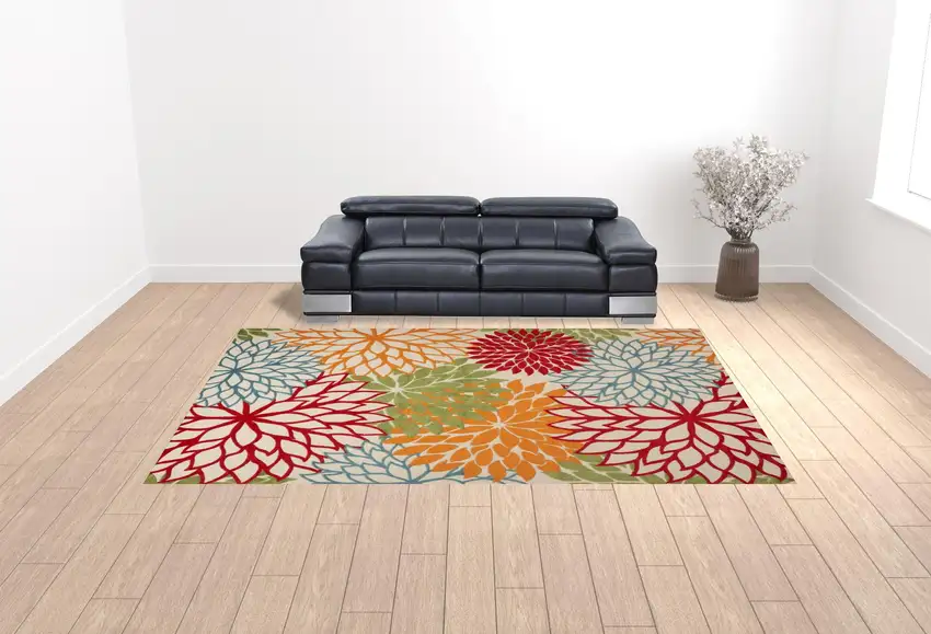 Green Floral Power Loom Area Rug Photo 2