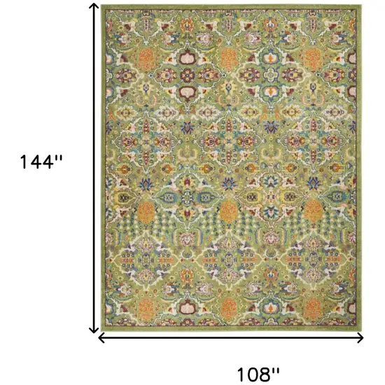 Green Floral Power Loom Area Rug Photo 9