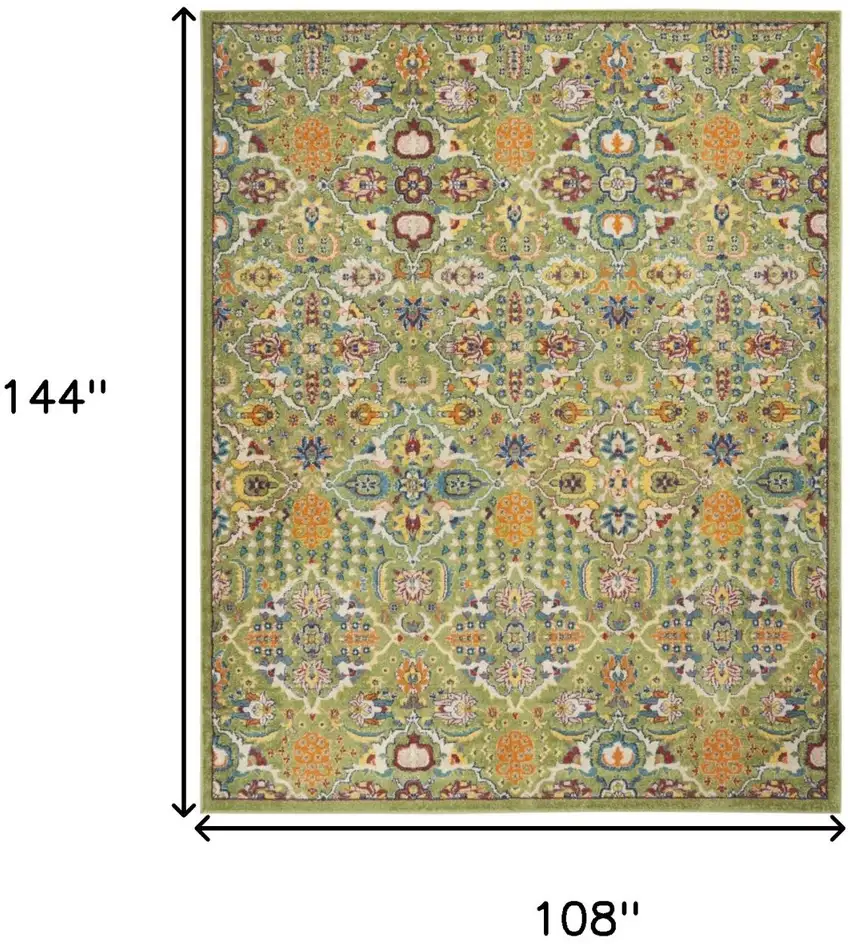 Green Floral Power Loom Area Rug Photo 9