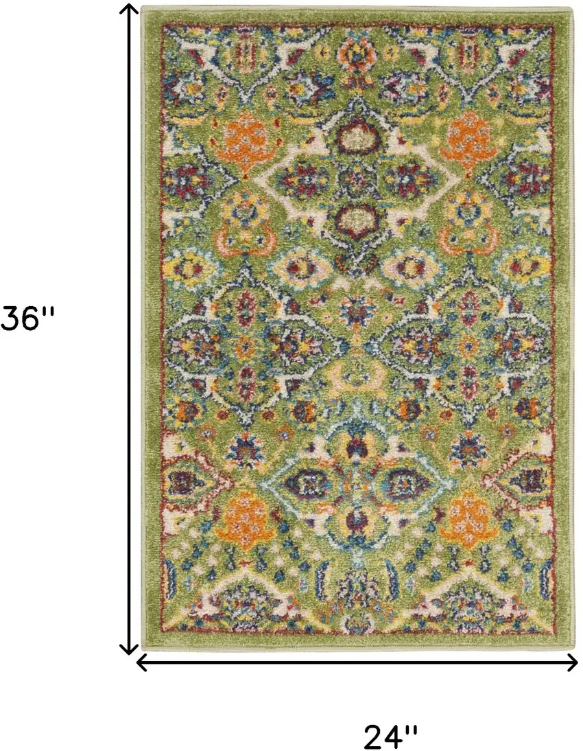Green Floral Power Loom Area Rug Photo 3