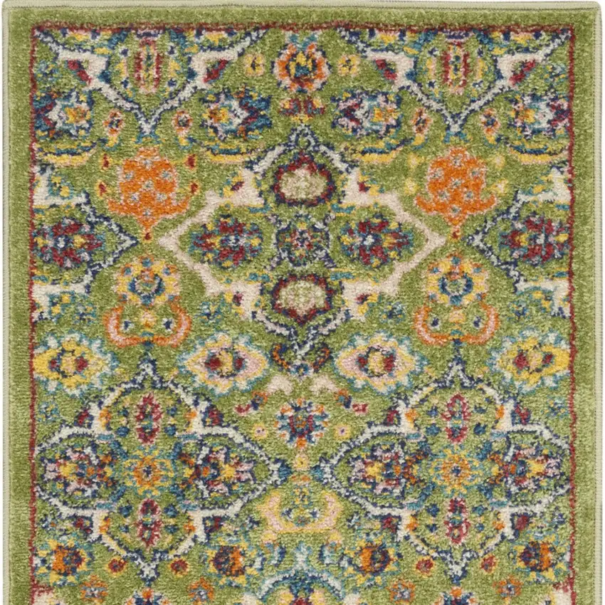 Green Floral Power Loom Area Rug Photo 5