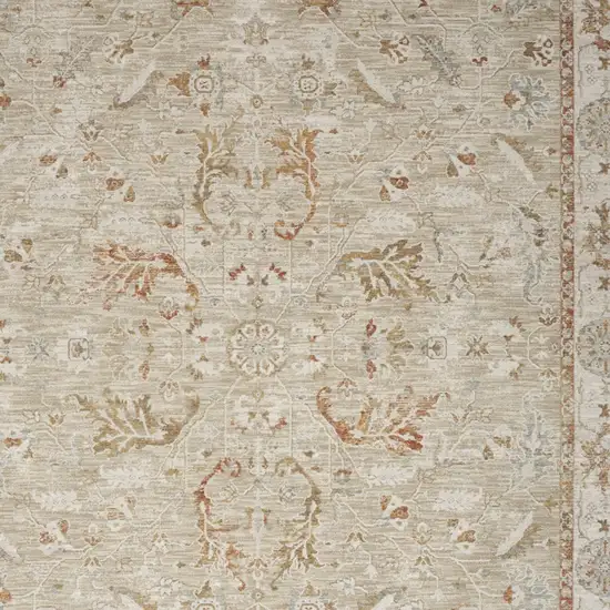 Green Floral Power Loom Distressed Area Rug With Fringe Photo 9