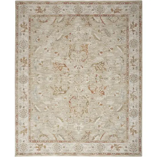 Green Floral Power Loom Distressed Area Rug With Fringe Photo 2