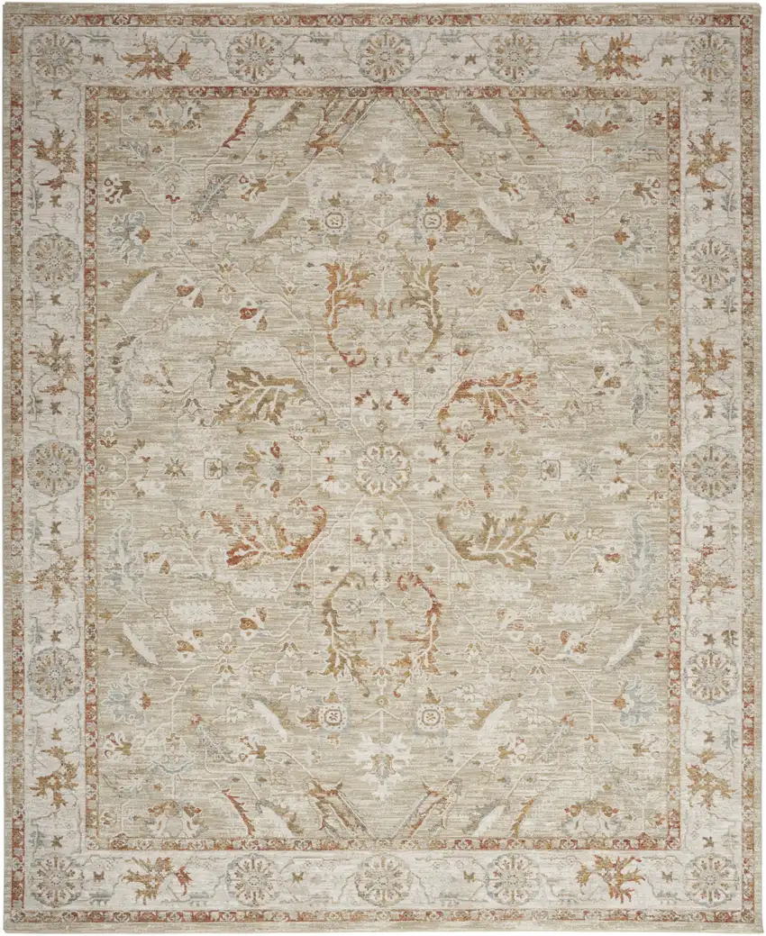 Green Floral Power Loom Distressed Area Rug With Fringe Photo 5