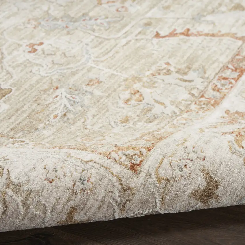 Green Floral Power Loom Distressed Area Rug With Fringe Photo 8