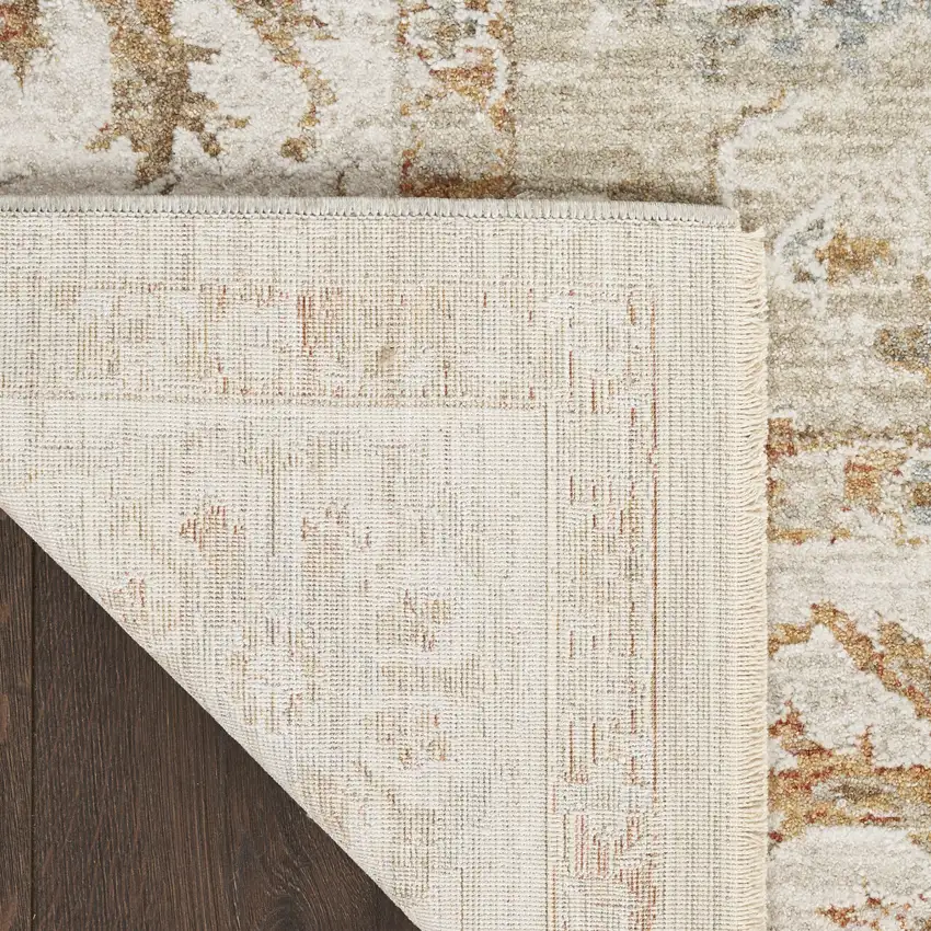 Green Floral Power Loom Distressed Area Rug With Fringe Photo 8