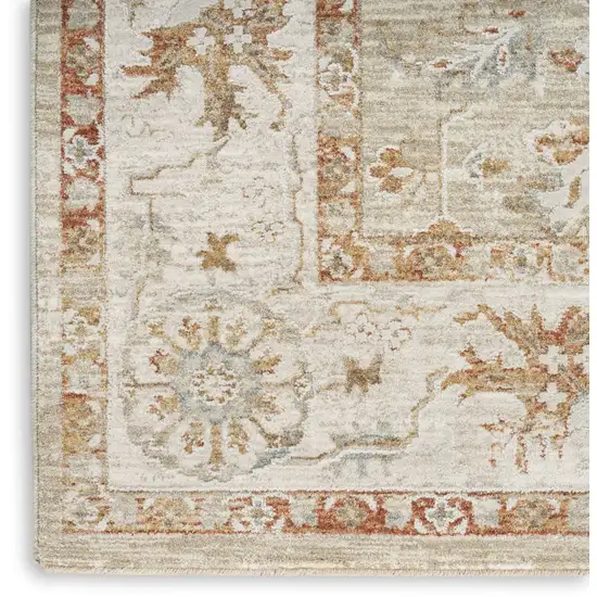 Green Floral Power Loom Distressed Area Rug With Fringe Photo 7