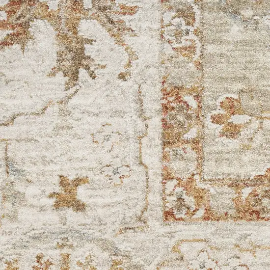 Green Floral Power Loom Distressed Area Rug With Fringe Photo 7