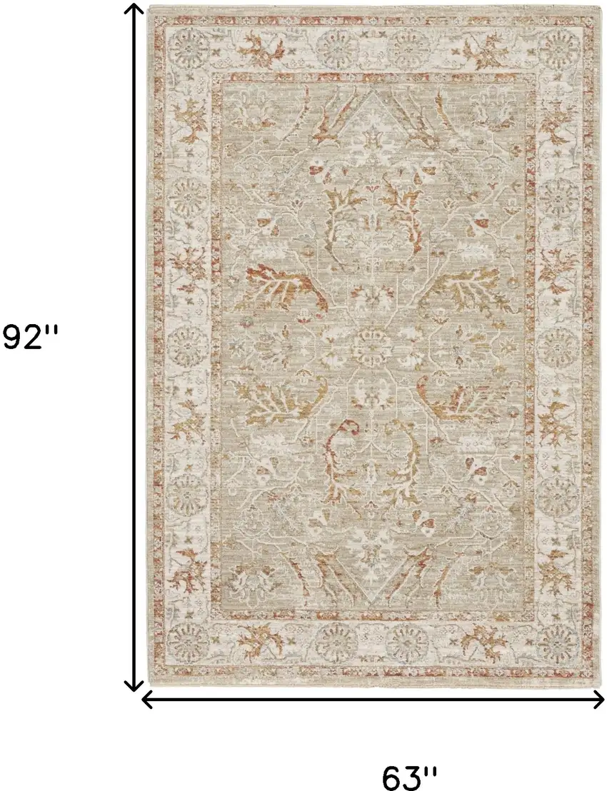 Green Floral Power Loom Distressed Area Rug Photo 3