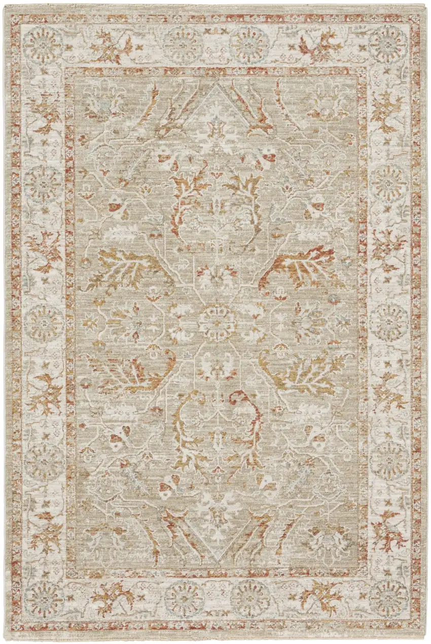 Green Floral Power Loom Distressed Area Rug Photo 5