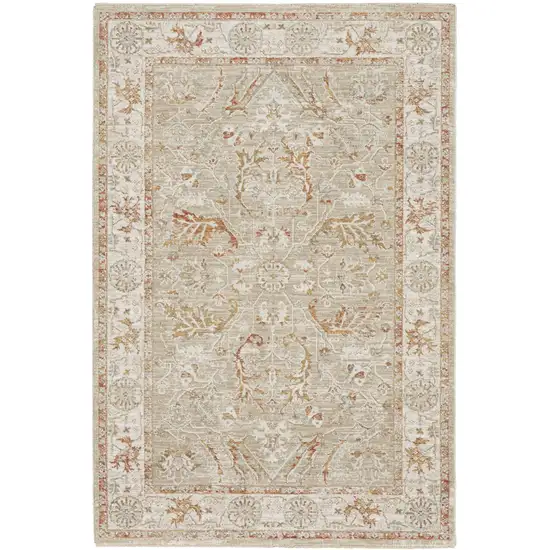 Green Floral Power Loom Distressed Area Rug Photo 1