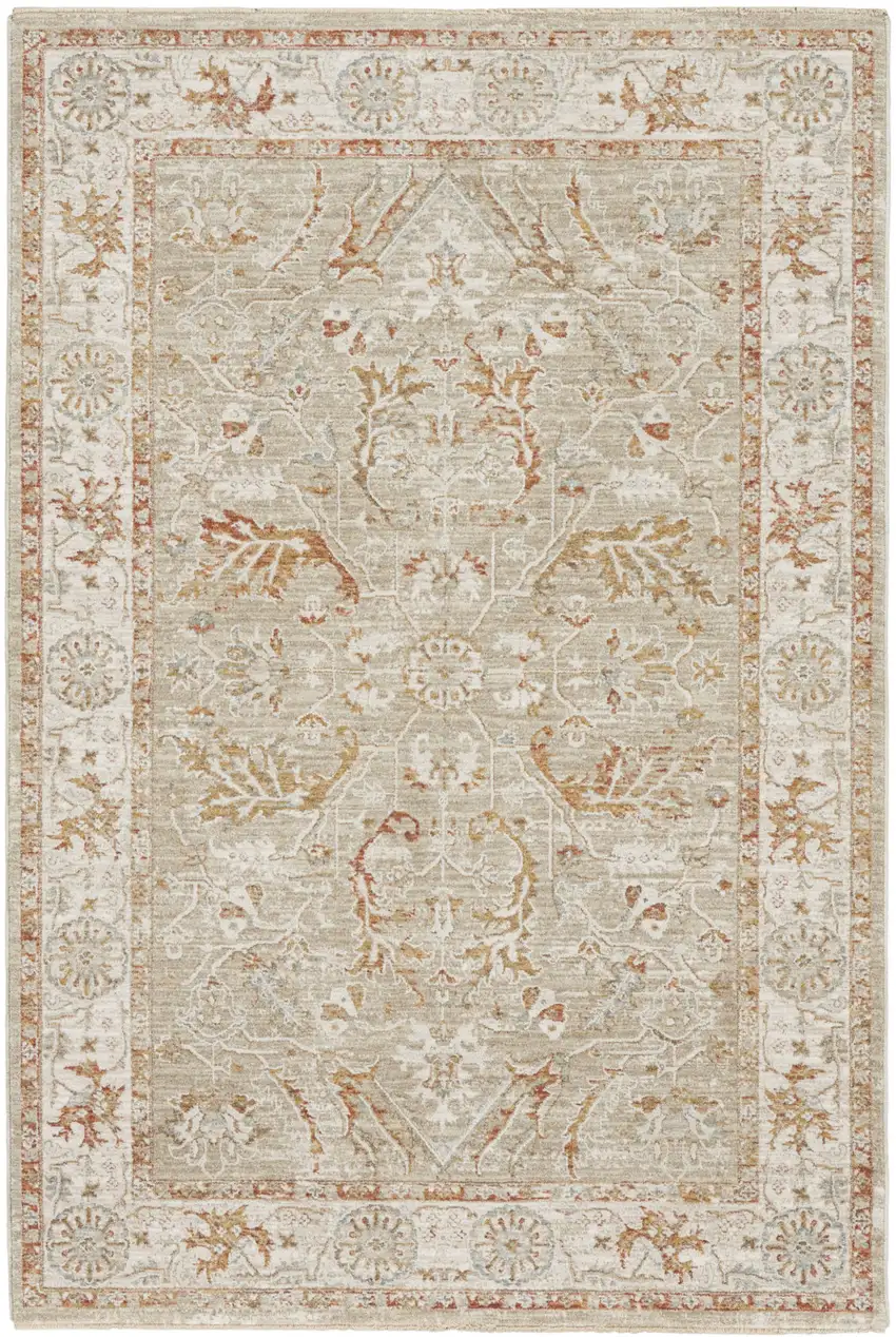 Green Floral Power Loom Distressed Area Rug Photo 1