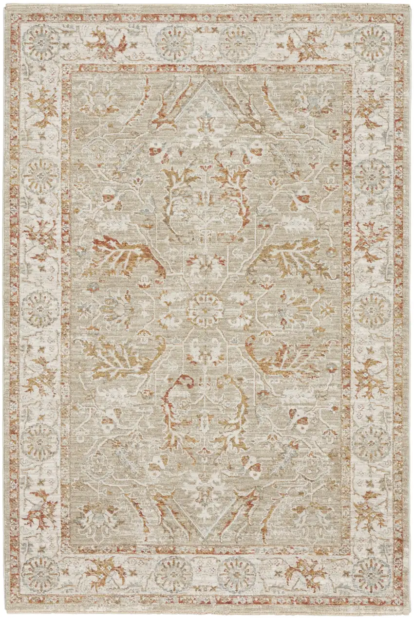 Green Floral Power Loom Distressed Area Rug Photo 2