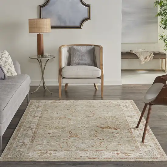 Green Floral Power Loom Distressed Area Rug Photo 5