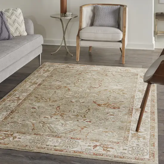 Green Floral Power Loom Distressed Area Rug Photo 3