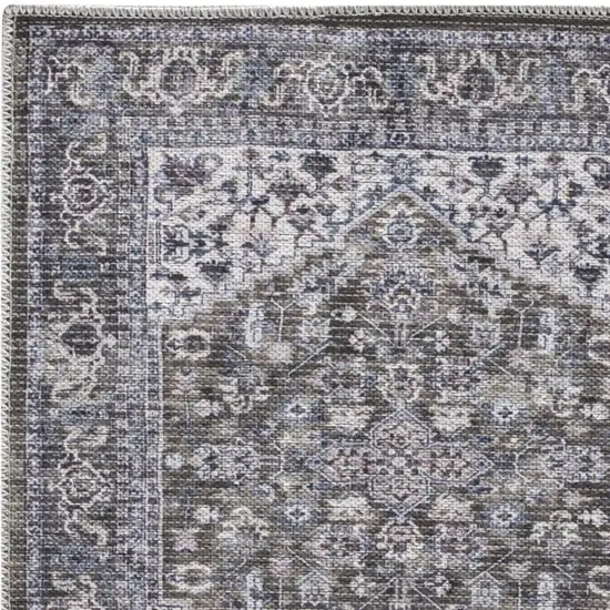 Green Floral Power Loom Worn Faded Area Rug Photo 9