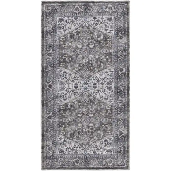 Green Floral Power Loom Worn Faded Area Rug Photo 8