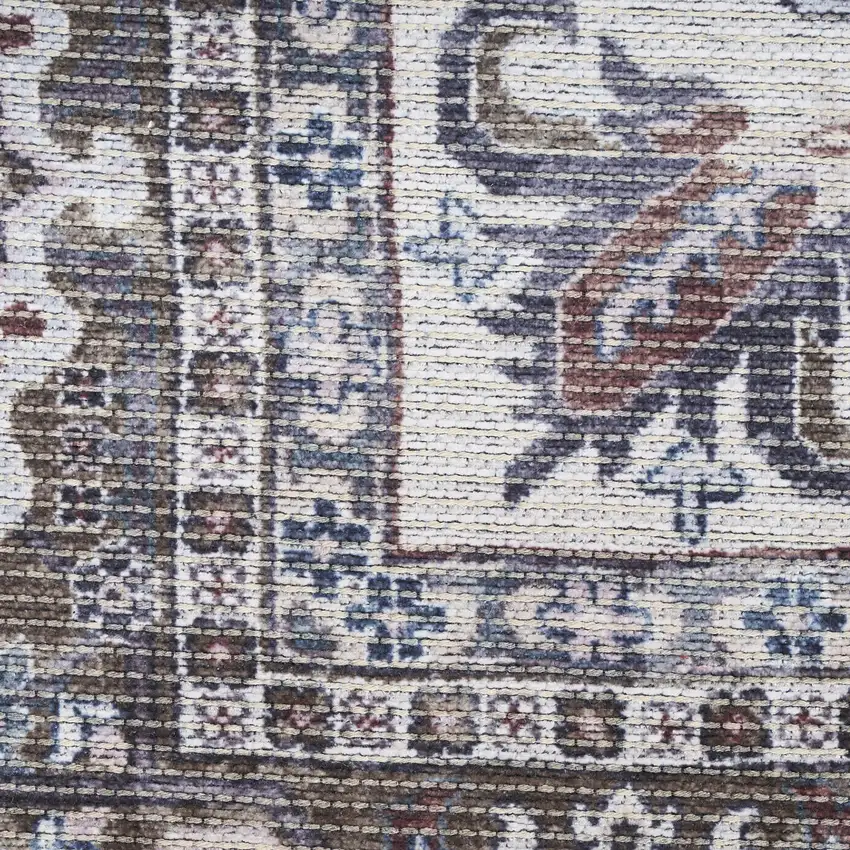 Green Floral Power Loom Worn Faded Area Rug Photo 2