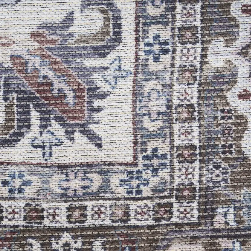 Green Floral Power Loom Worn Faded Area Rug Photo 4