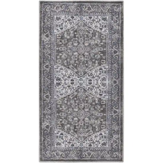 Green Floral Power Loom Worn Faded Area Rug Photo 2
