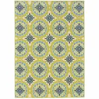 Photo of Green Floral Stain Resistant Indoor Outdoor Area Rug