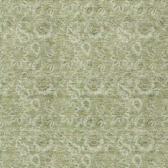 Green Floral Washable Indoor Outdoor Area Rug Photo 5