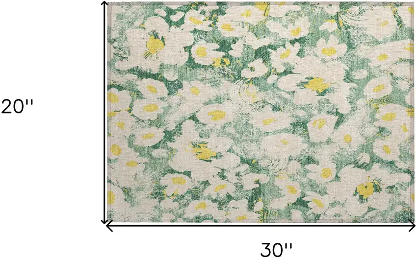 Green Floral Washable Non Skid Indoor Outdoor Area Rug Photo 3