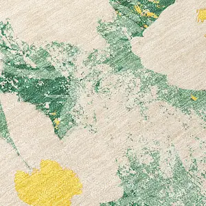 Photo of Green Floral Washable Non Skid Indoor Outdoor Area Rug