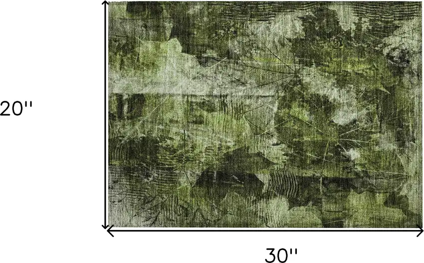 Green Floral Washable Non Skid Indoor Outdoor Area Rug Photo 3
