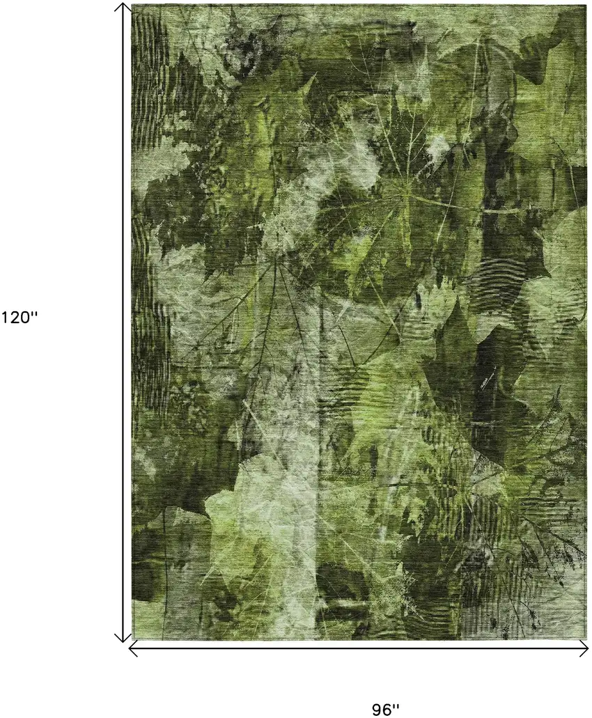 Green Floral Washable Non Skid Indoor Outdoor Area Rug Photo 3