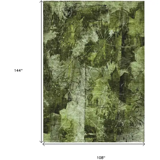 Green Floral Washable Non Skid Indoor Outdoor Area Rug Photo 3