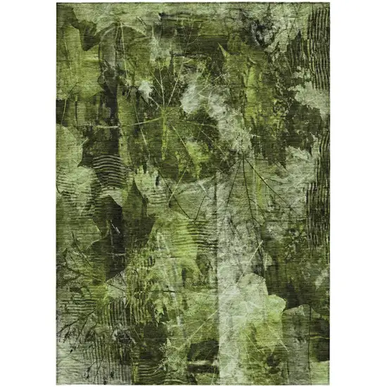 Green Floral Washable Non Skid Indoor Outdoor Area Rug Photo 4