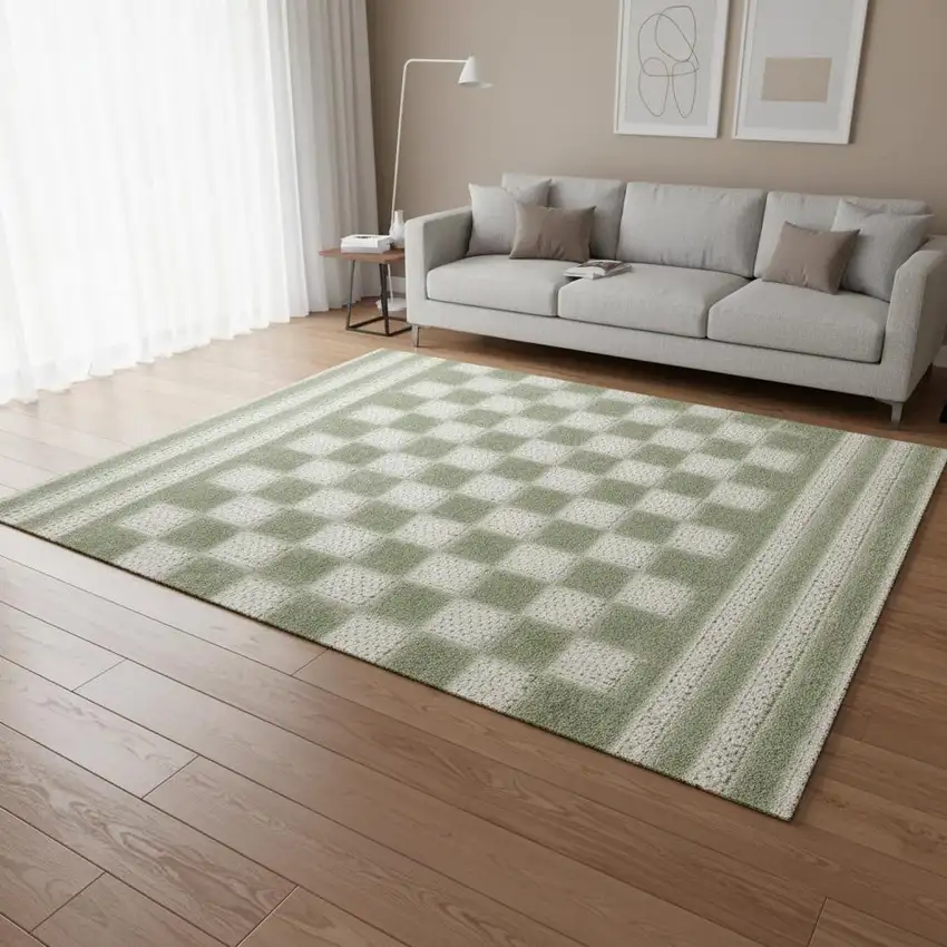 Green Geometric Area Rug Photo 1