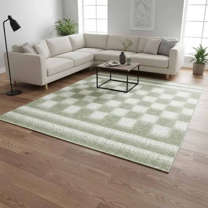 Green Geometric Area Rug Photo 1